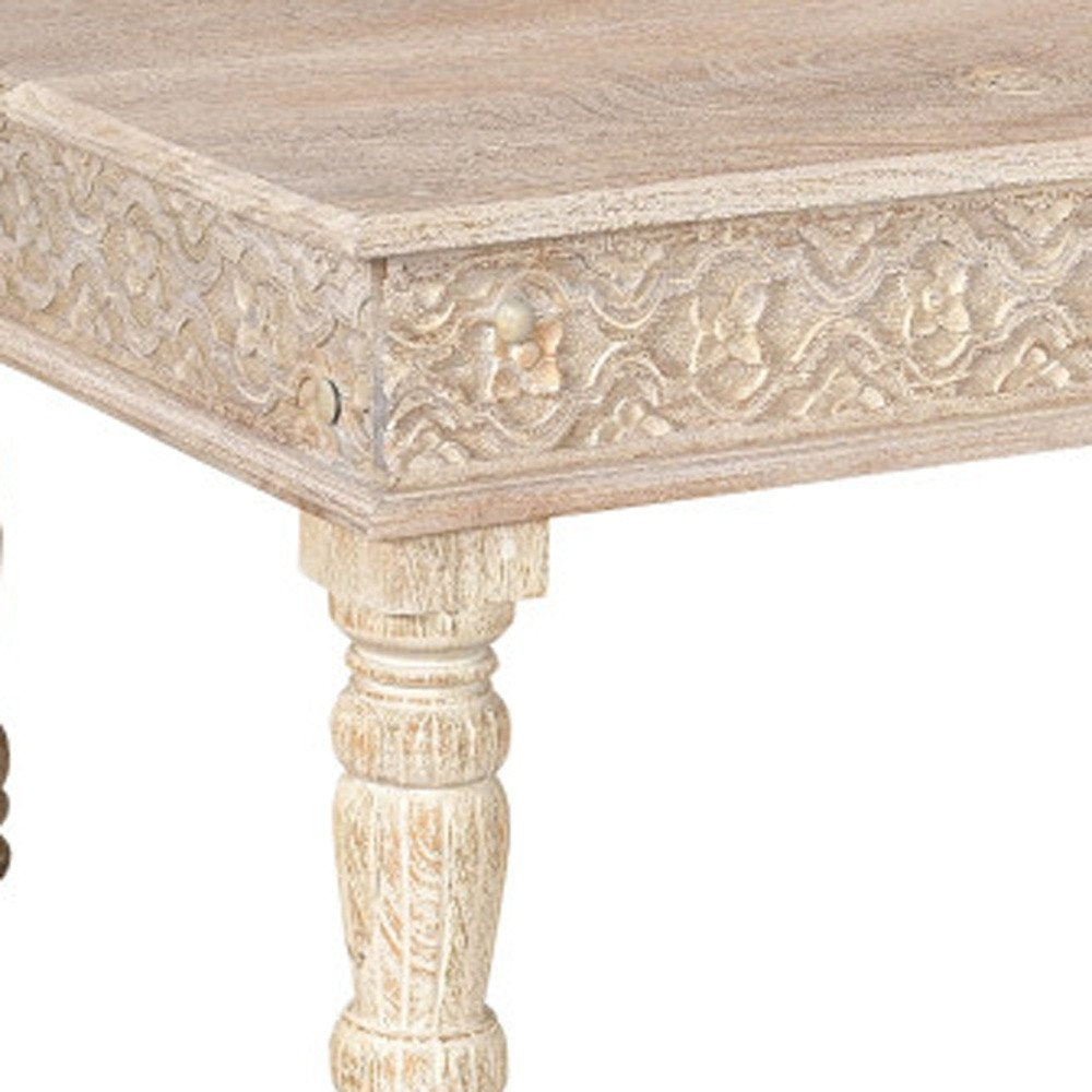 White Solid Wood Distressed Coffee Table - 51-inch