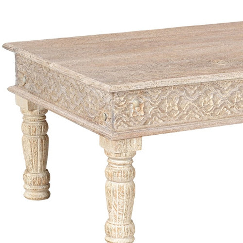 White Solid Wood Distressed Coffee Table - 51-inch