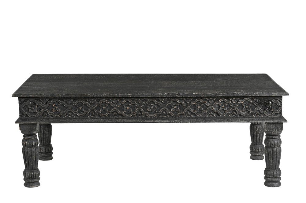 Black Solid Wood Distressed Coffee Table - 51-inch