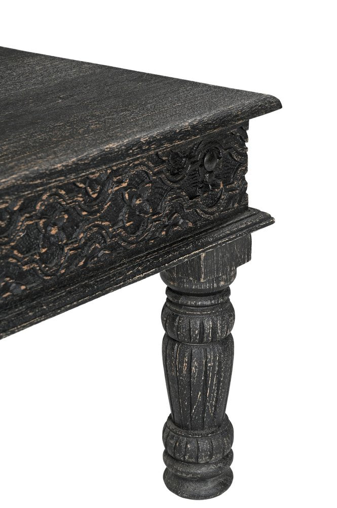 Black Solid Wood Distressed Coffee Table - 51-inch