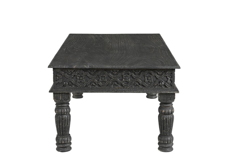 Black Solid Wood Distressed Coffee Table - 51-inch
