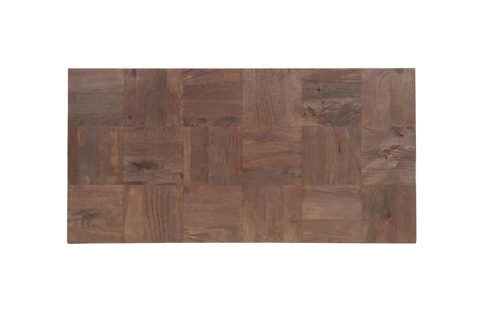 Dark Brown and Black Solid Wood Block Coffee Table - 59-inch