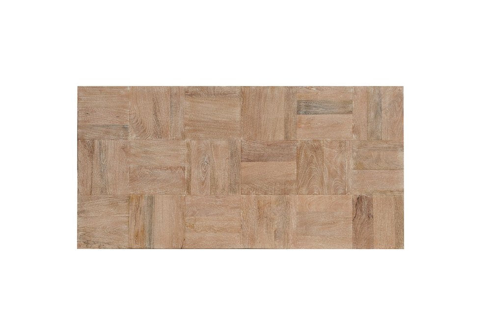 Natural and Black Solid Wood Block Coffee Table - 59-inch