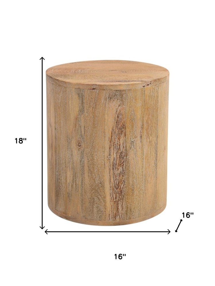 Natural Solid Wood Round End Table - 18-inch