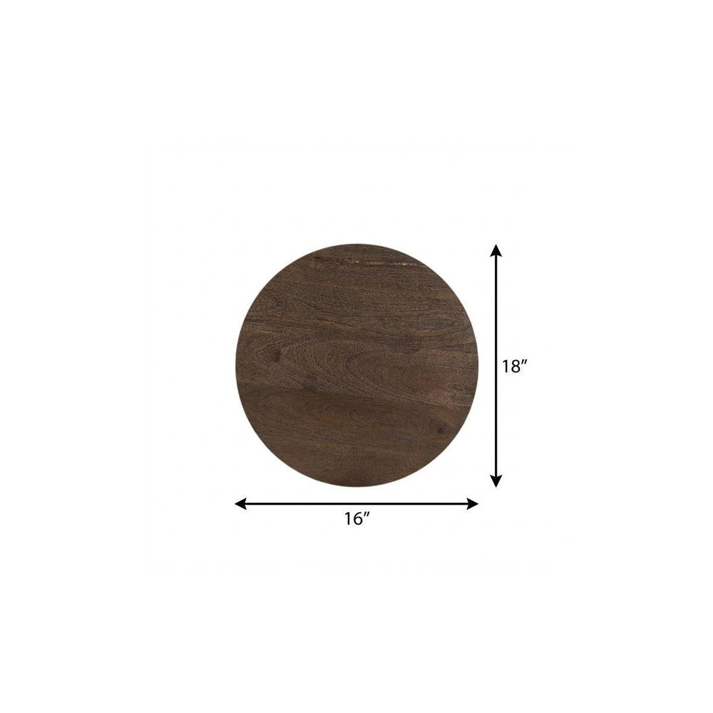 Dark Brown Solid Wood Round End Table - 18-inch