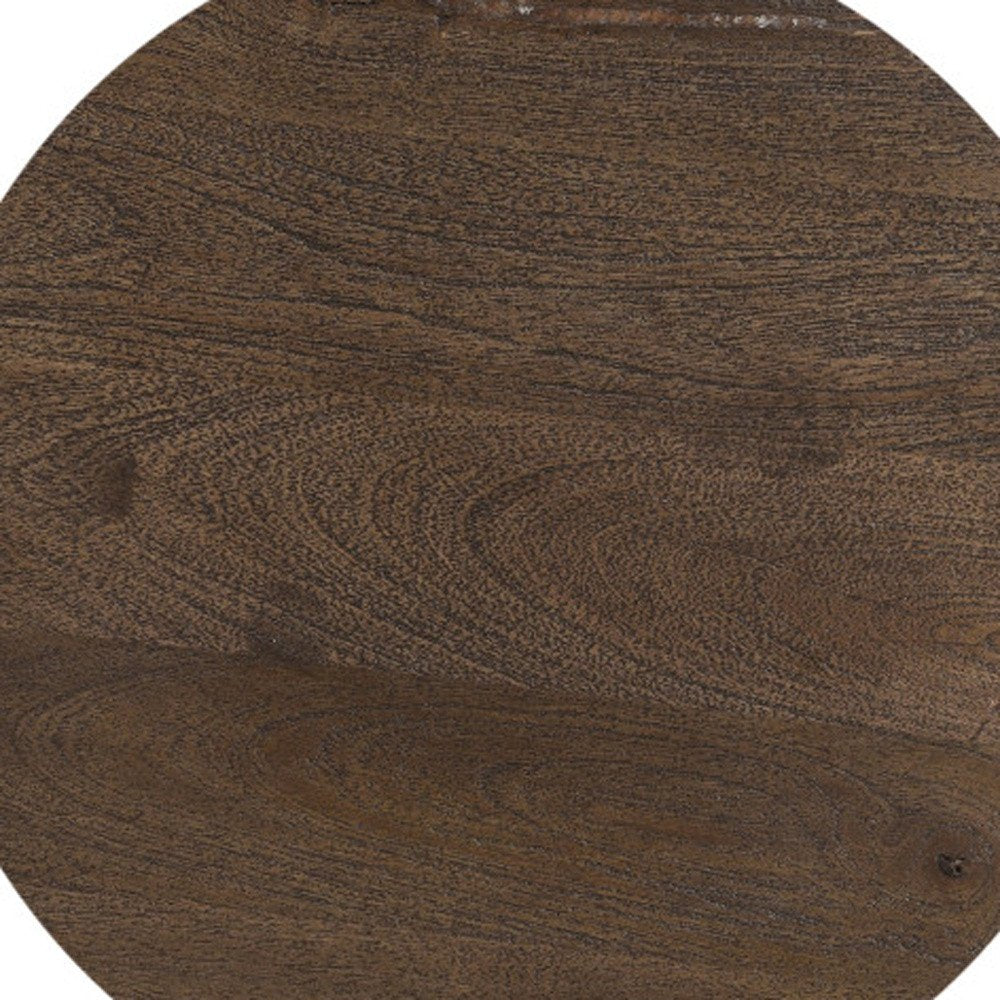 Dark Brown Solid Wood Round End Table - 18-inch