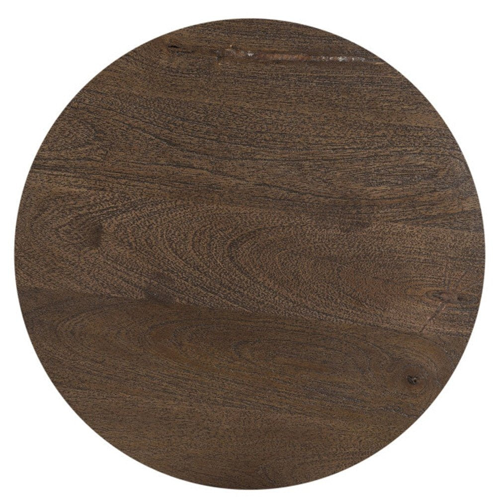 Dark Brown Solid Wood Round End Table - 18-inch