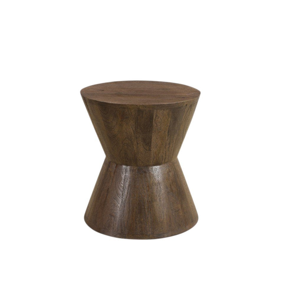 Dark Brown Solid Wood Round End Table - 18-inch