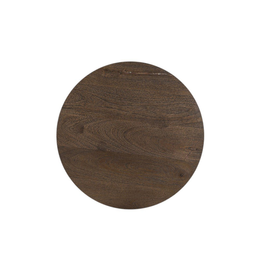 Dark Brown Solid Wood Round End Table - 18-inch