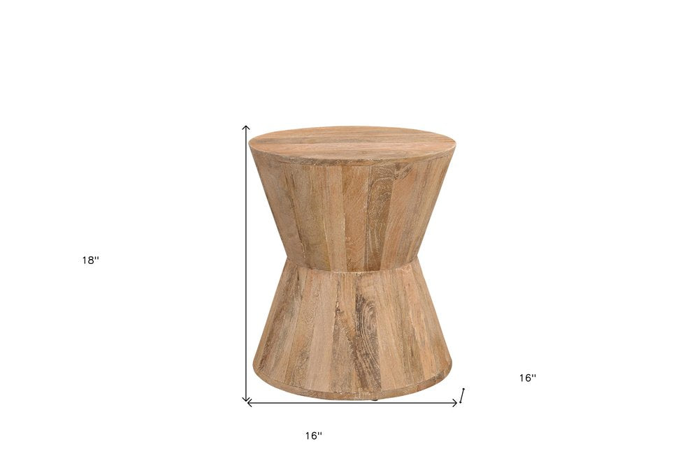Wood Brown and Brown Wood Solid Wood Round End Table - 18-inch