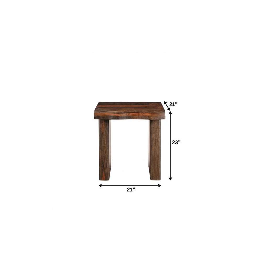 Dark Brown and Brown Wood Solid Wood Square End Table - 23-inch