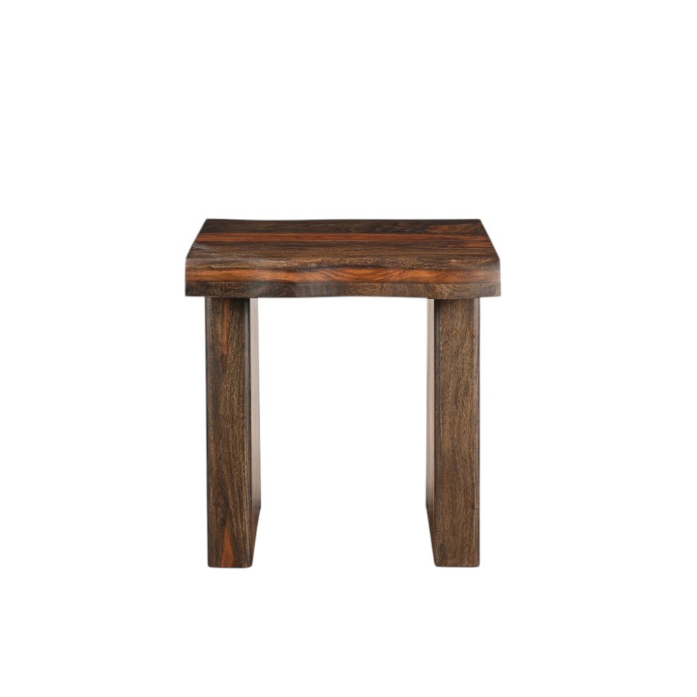 Dark Brown and Brown Wood Solid Wood Square End Table - 23-inch