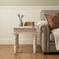 White Distressed Solid Wood Square End Table - 24-inch