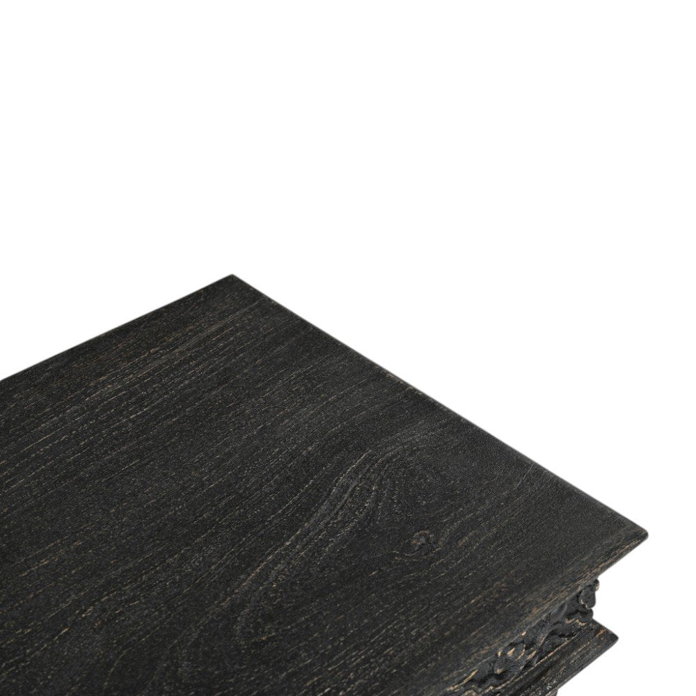 Black Distressed Solid Wood Square End Table - 24-inch