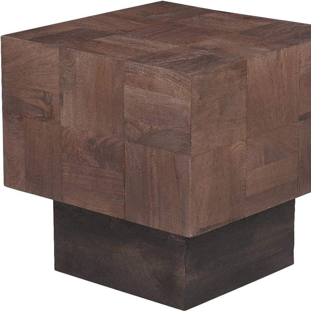 Black and Brown Solid Wood Square End Table - 22-inch