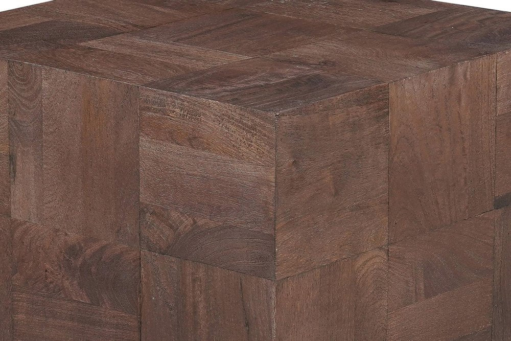 Black and Brown Solid Wood Square End Table - 22-inch