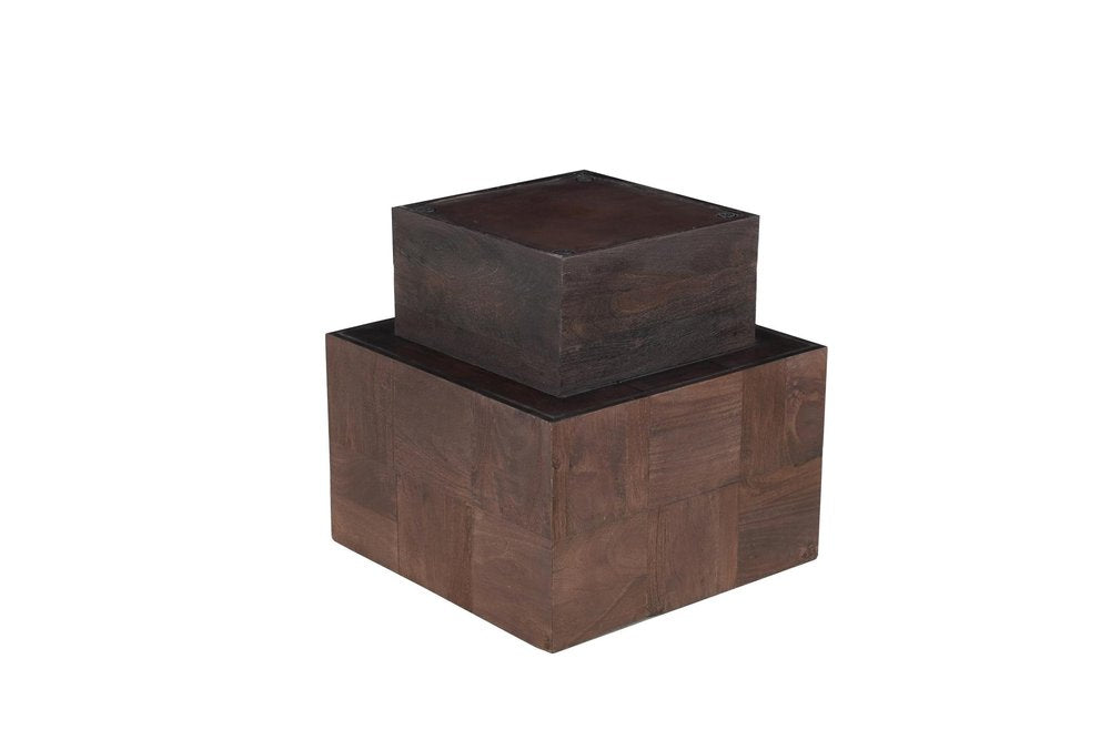 Black and Brown Solid Wood Square End Table - 22-inch