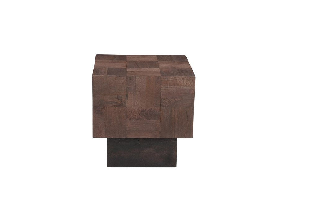 Black and Brown Solid Wood Square End Table - 22-inch