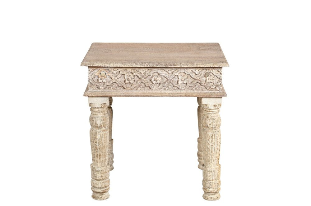 Natural Distressed Solid Wood Square End Table - 24-inch