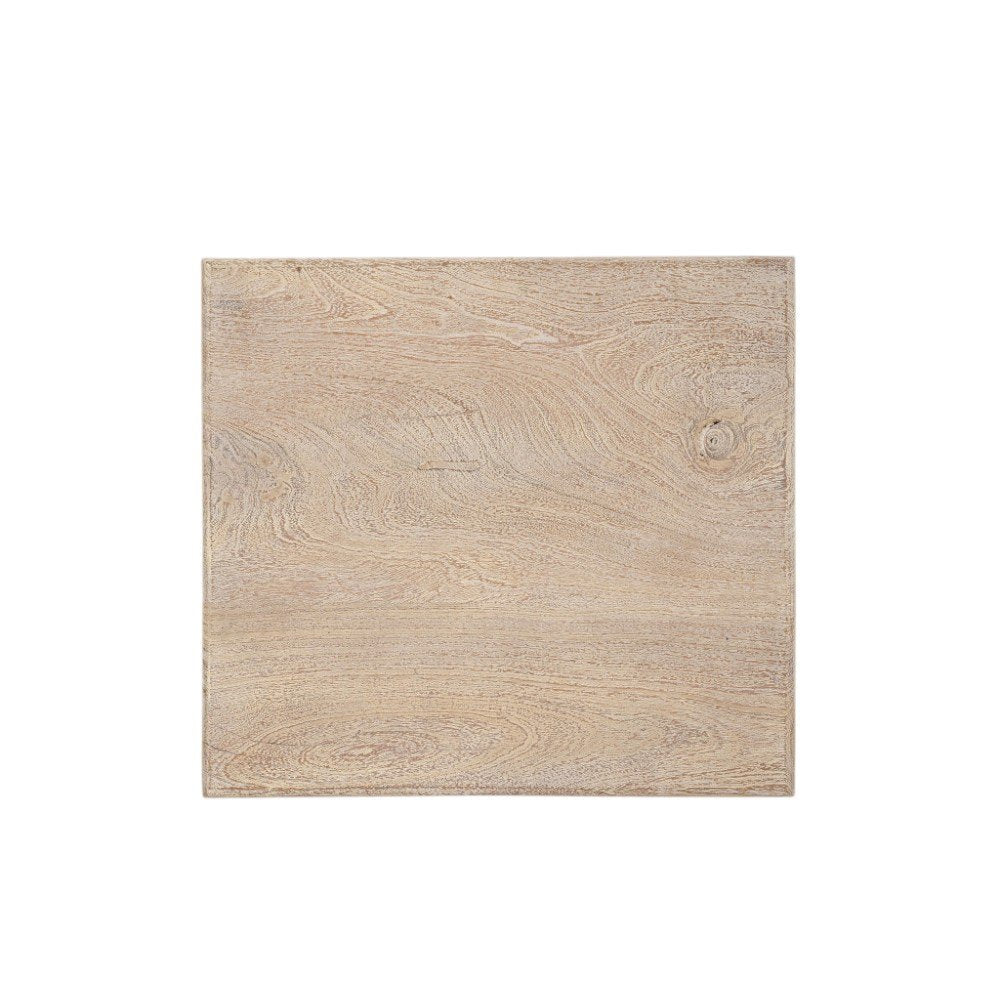 Natural Distressed Solid Wood Square End Table - 24-inch