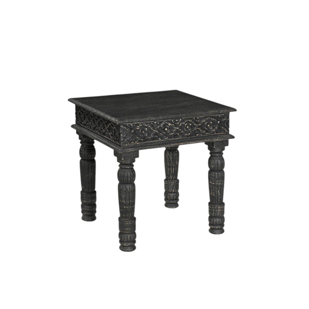 Black Distressed Solid Wood End Table - 24-inch