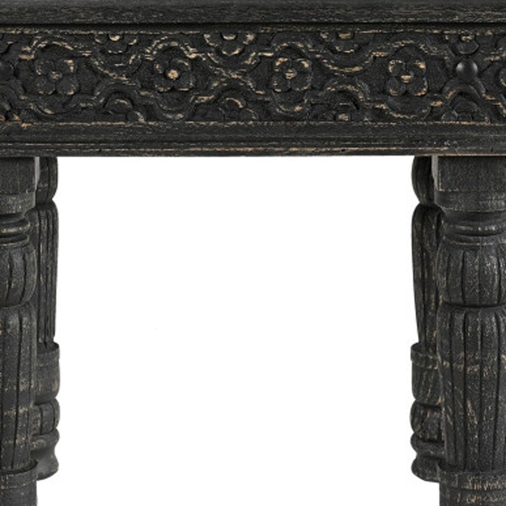 Black Distressed Solid Wood End Table - 24-inch