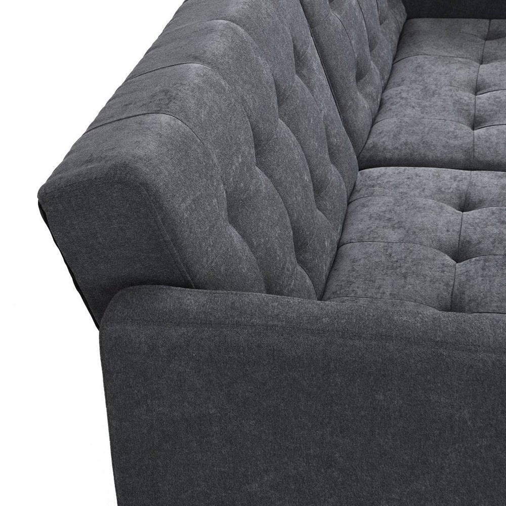 Dark Gray Linen Sleeper Sofa with Silver Legs - 75-inch