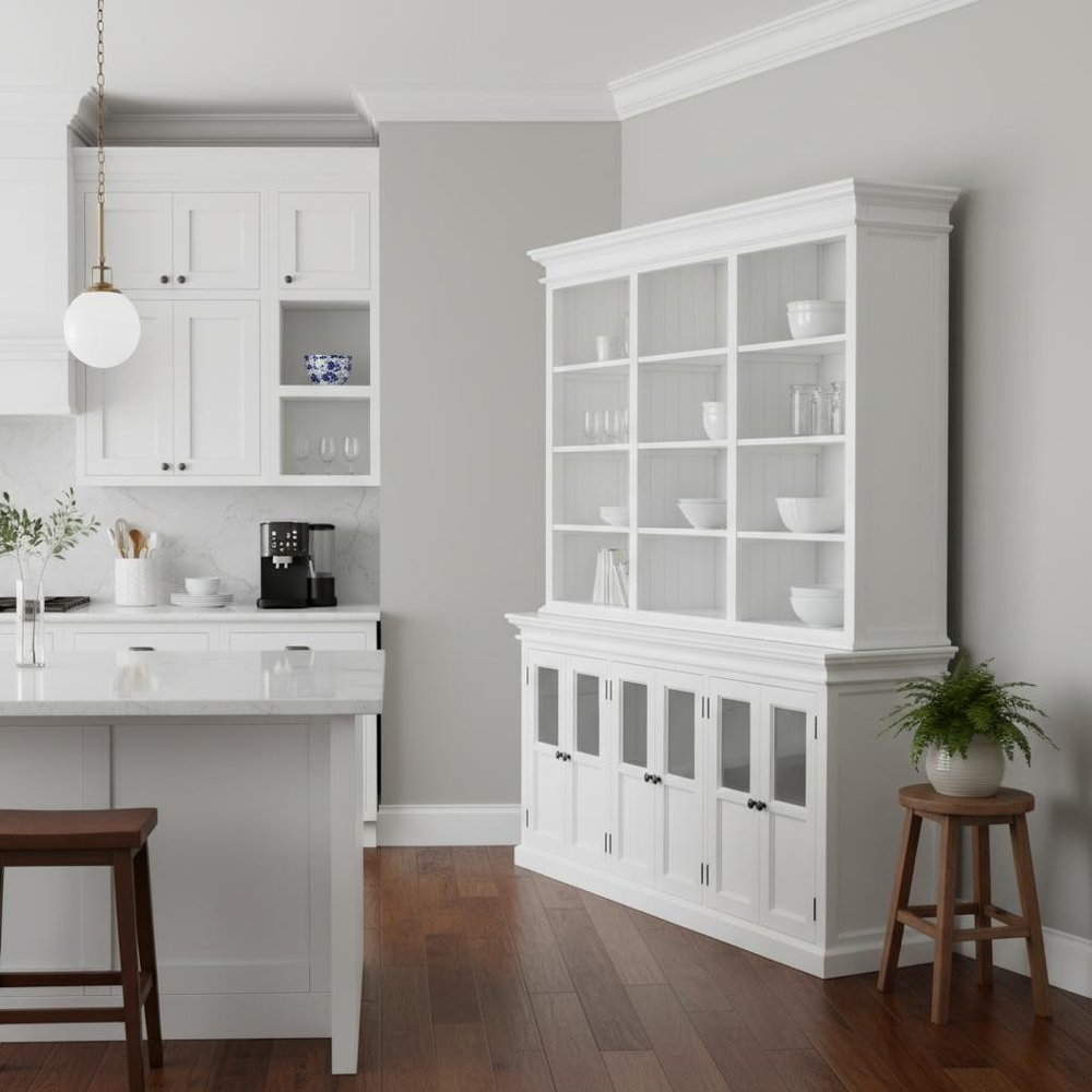 Antiqued White Solid Wood Pantry or Storage Closet - 87-inch