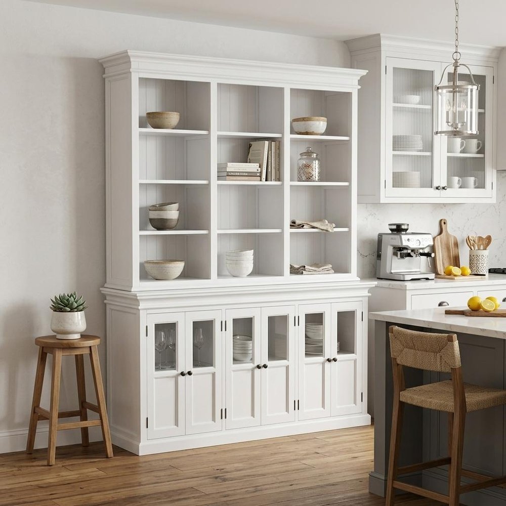 Antiqued White Solid Wood Pantry or Storage Closet - 87-inch