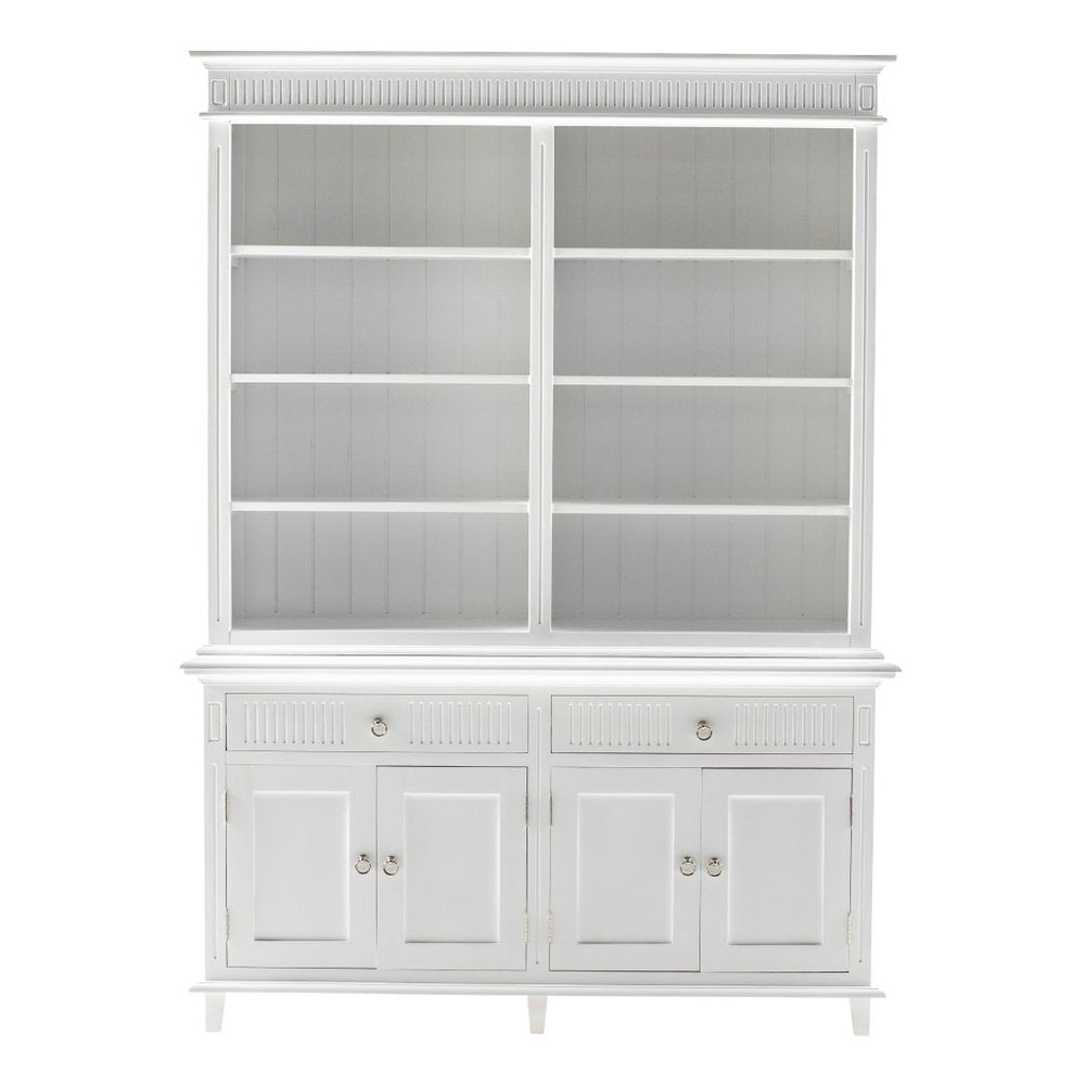 Antiqued White Solid Wood Four Door Two Drawer Pantry or Storage Closet