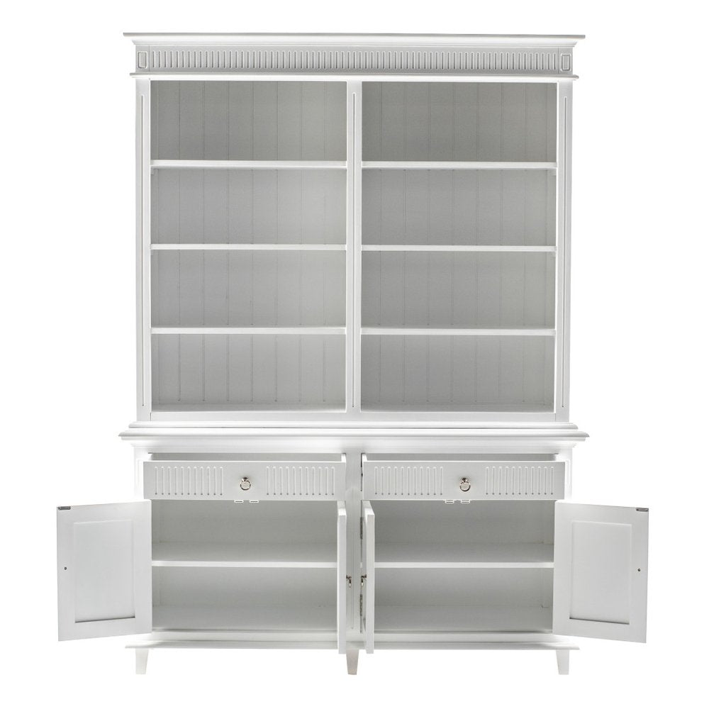 Antiqued White Solid Wood Four Door Two Drawer Pantry or Storage Closet