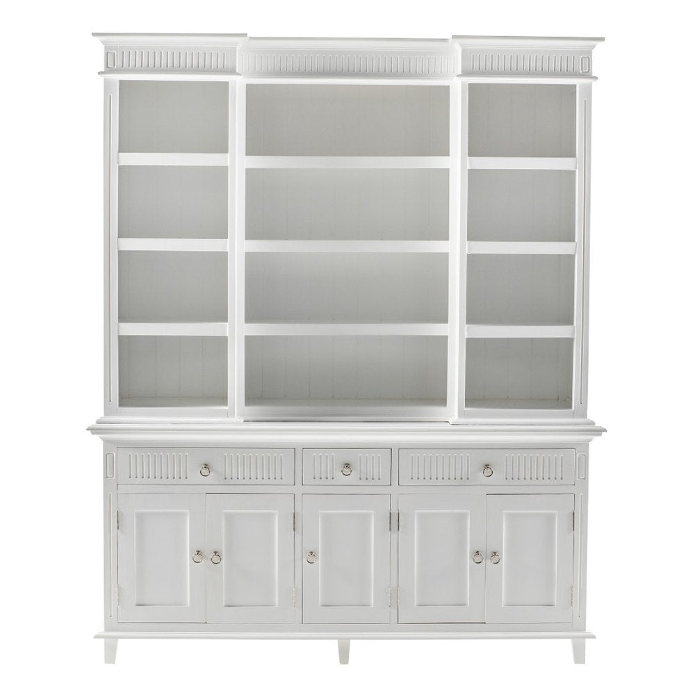 Antiqued White Solid Wood Three Drawer Pantry or Storage Closet - 87-inch
