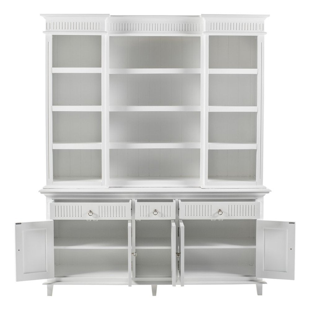 Antiqued White Solid Wood Three Drawer Pantry or Storage Closet - 87-inch