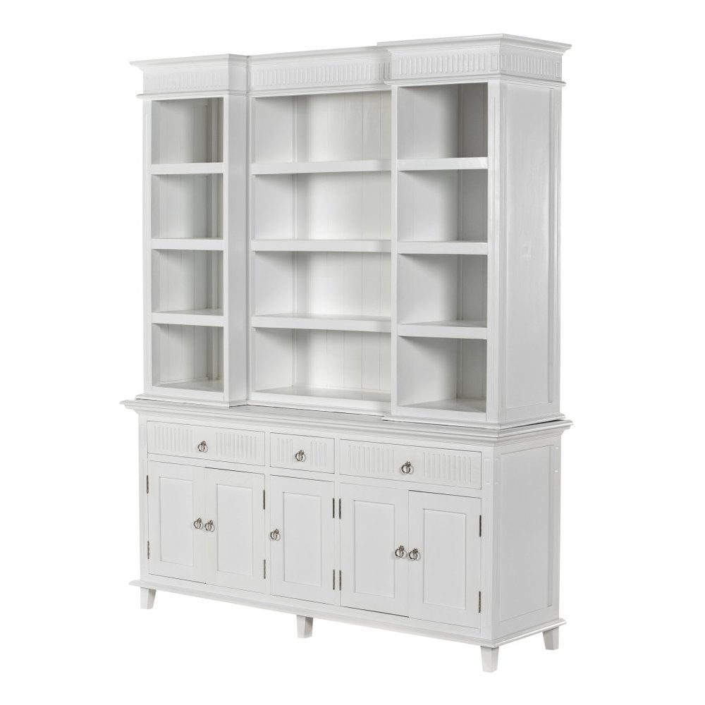 Antiqued White Solid Wood Three Drawer Pantry or Storage Closet - 87-inch