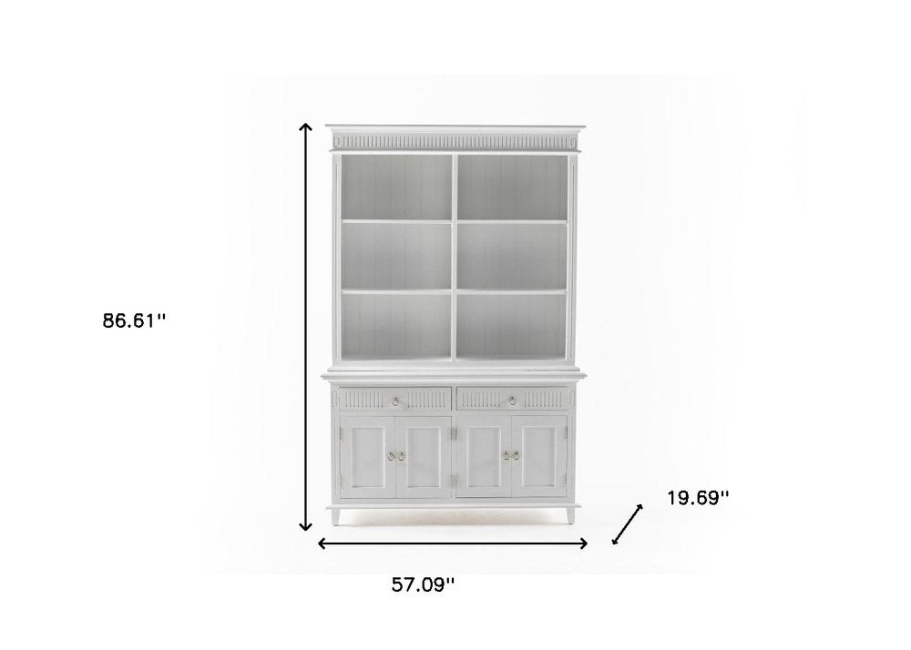 Antiqued White Solid and Manufactured Wood Four Door Two Drawer Pantry or Storage Closet