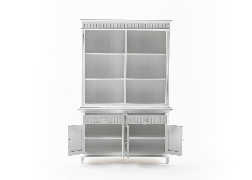 Antiqued White Solid and Manufactured Wood Four Door Two Drawer Pantry or Storage Closet