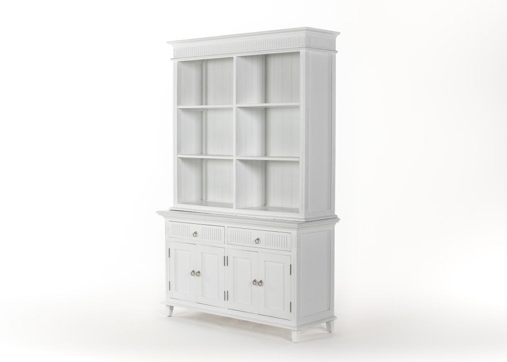 Antiqued White Solid and Manufactured Wood Four Door Two Drawer Pantry or Storage Closet