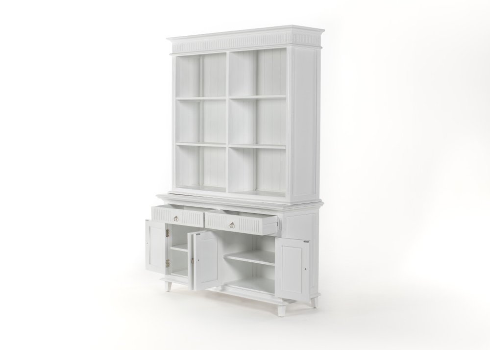 Antiqued White Solid and Manufactured Wood Four Door Two Drawer Pantry or Storage Closet