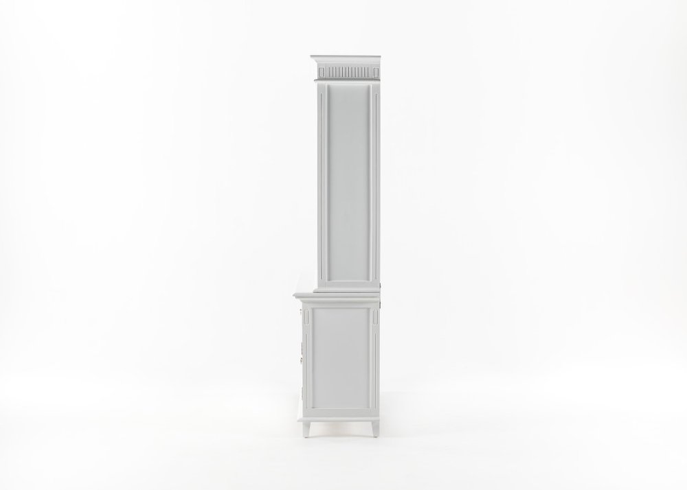 Antiqued White Solid and Manufactured Wood Four Door Two Drawer Pantry or Storage Closet