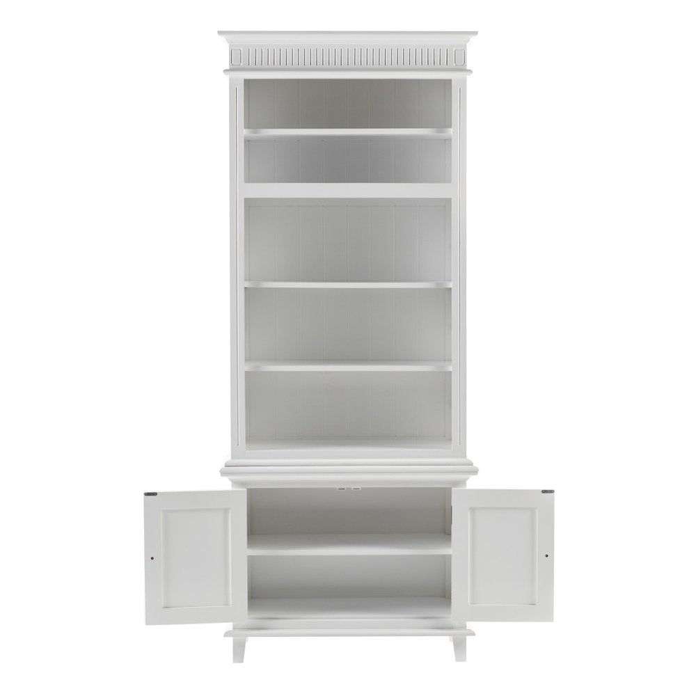 Antiqued White Solid Wood Seven Door Pantry or Storage Closet - 87-inch