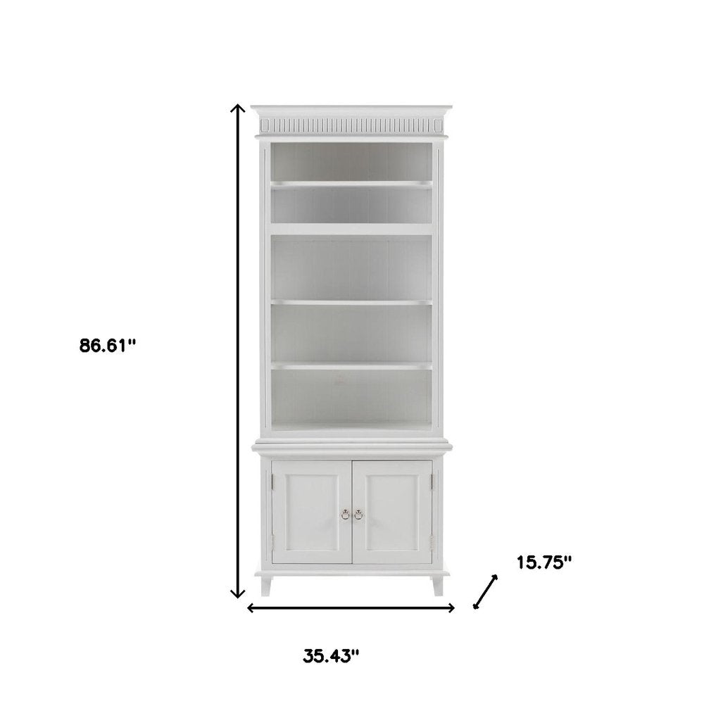 Antiqued White Solid Wood Seven Door Pantry or Storage Closet - 87-inch