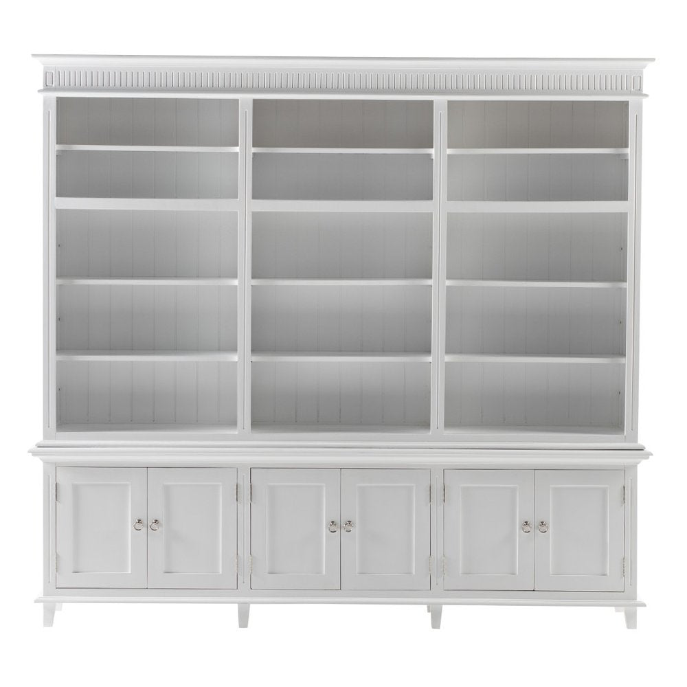 Antiqued White Solid Wood Six Door Pantry or Storage Closet - 87-inch