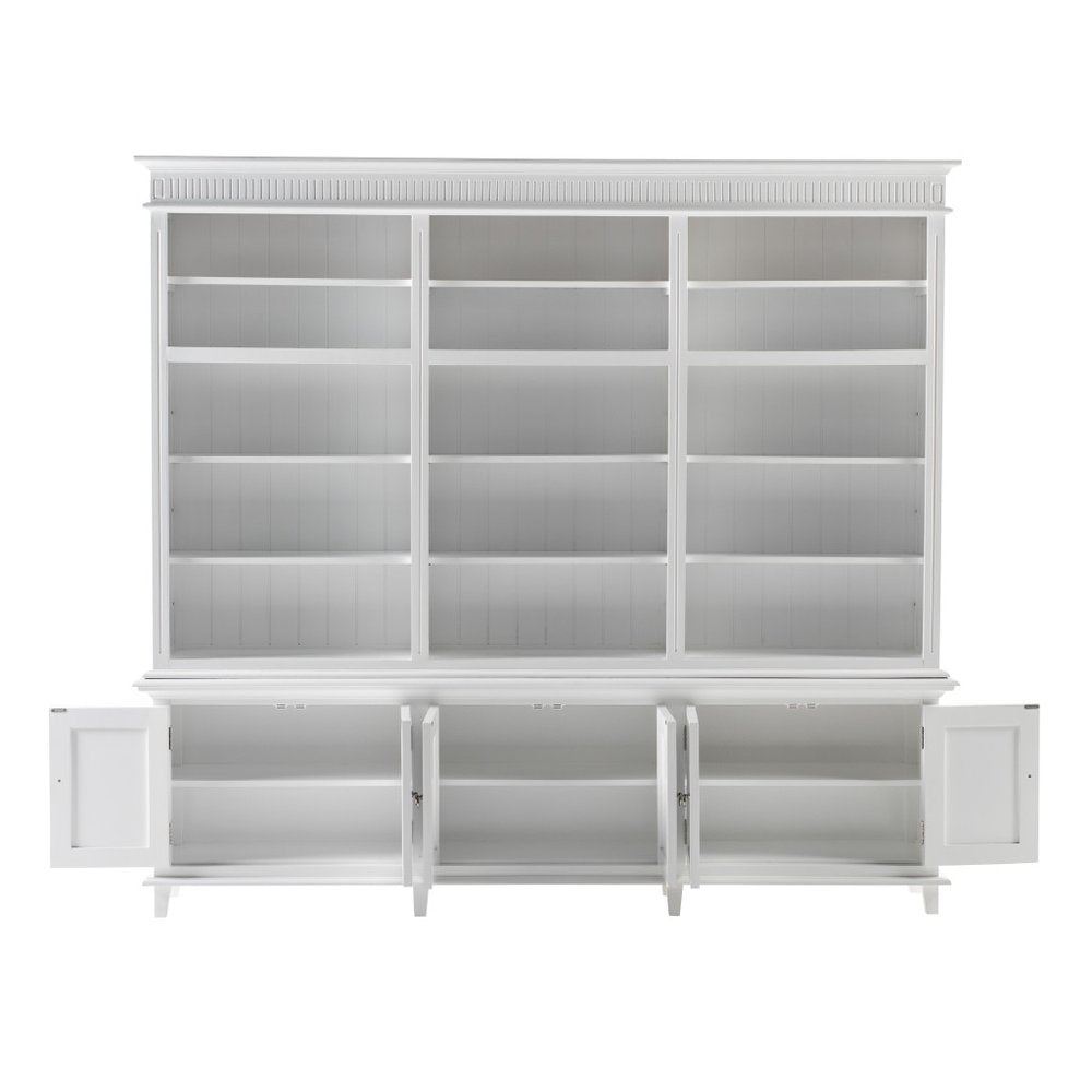 Antiqued White Solid Wood Six Door Pantry or Storage Closet - 87-inch