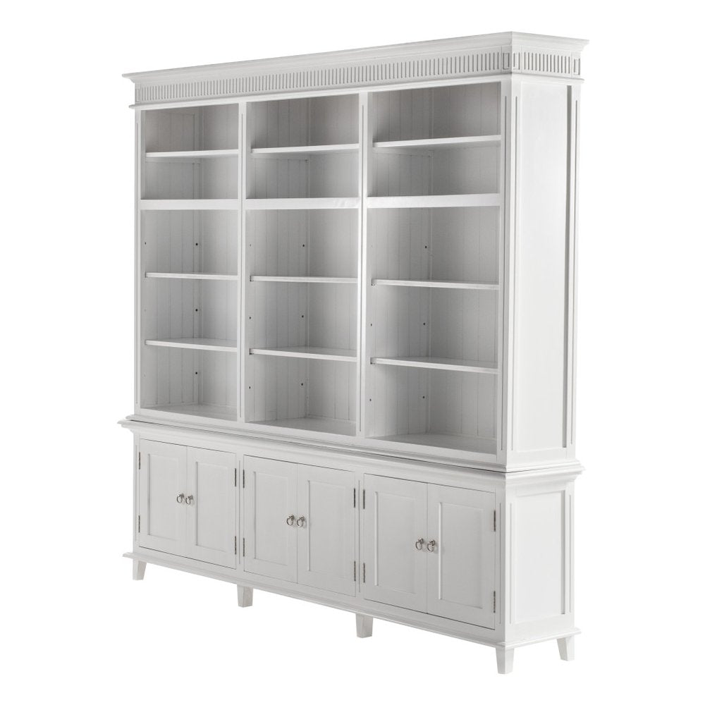 Antiqued White Solid Wood Six Door Pantry or Storage Closet - 87-inch