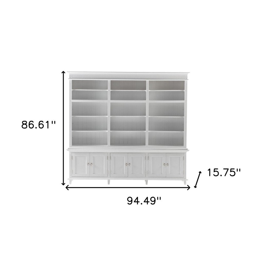 Antiqued White Solid Wood Six Door Pantry or Storage Closet - 87-inch