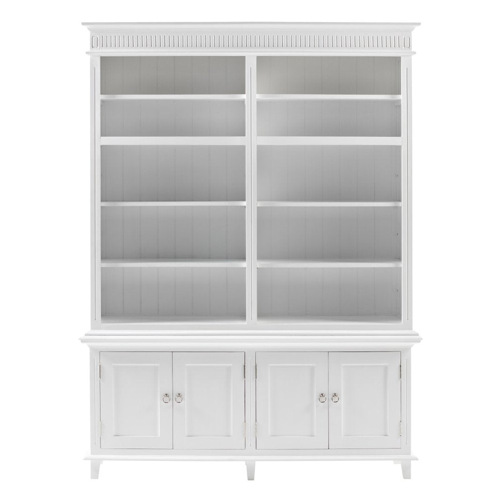 Antiqued White Solid Wood Four Door Pantry or Storage Closet - 87-inch