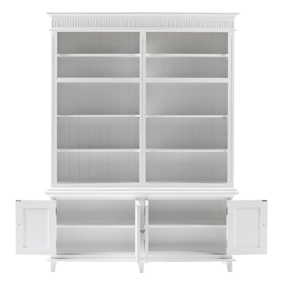 Antiqued White Solid Wood Four Door Pantry or Storage Closet - 87-inch