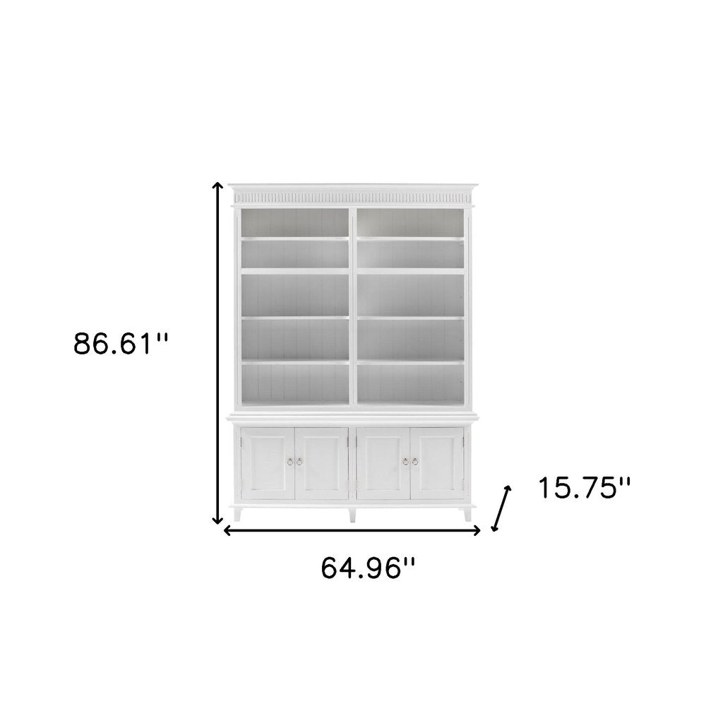 Antiqued White Solid Wood Four Door Pantry or Storage Closet - 87-inch