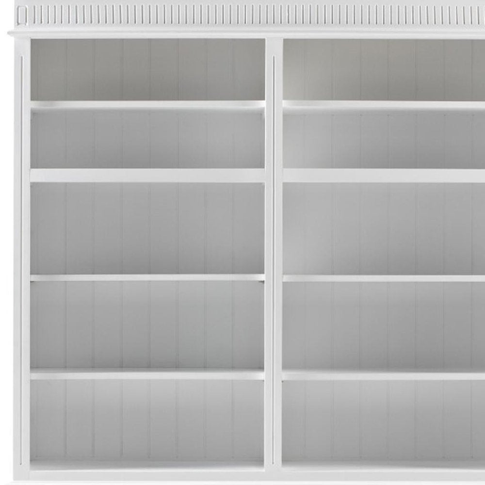 Antiqued White Solid Wood Four Door Pantry or Storage Closet - 87-inch