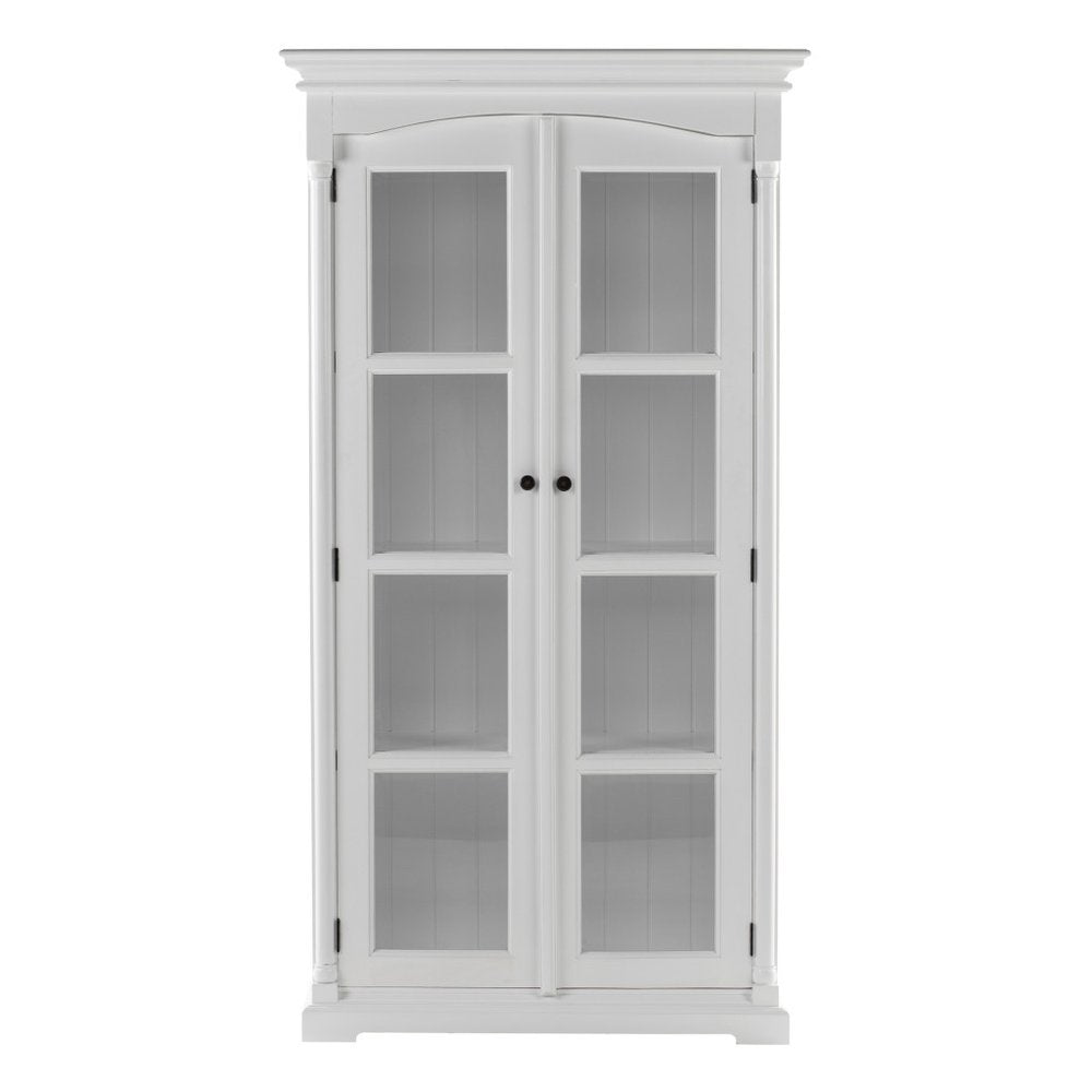Off White Solid Wood Frame Curio Cabinet with Glass Doors - 39-inch